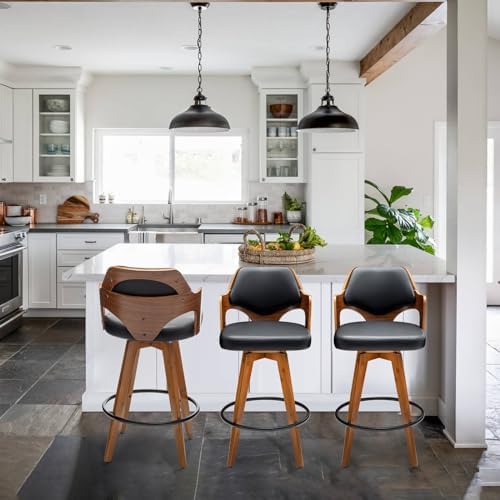 MEKLIBA Swivel Bar Stools Set of 2,30 Inch Bar Height Bar Stools,Upholstered ...