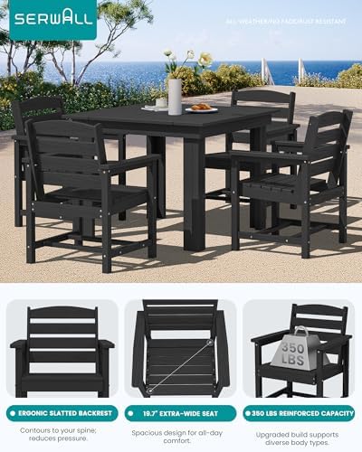 SERWALL HDPE Outdoor Square Dining Set for 4