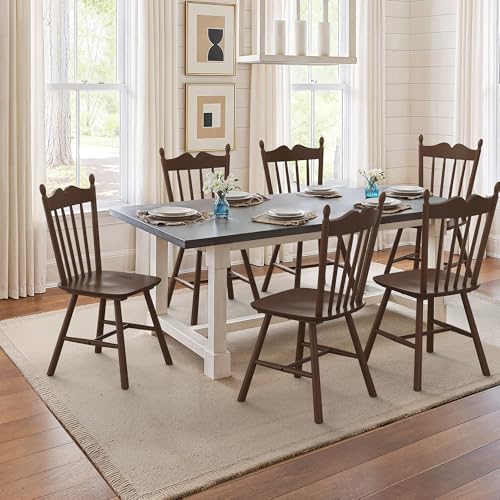 LUE BONA Wooden Dining Chairs Set of 4, Windsor Dining Chair with Thickened B...