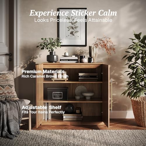 BELLEZE Jagger 3-Piece Modular Sideboard Buffet Cabinet - Camel