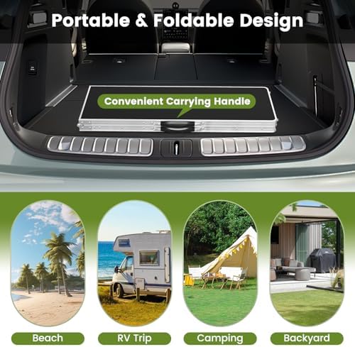 COSTWAY 81" Folding Picnic Table, Portable Bar Table with Carry Bag