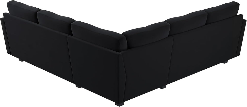 HONBAY Convertible Sectional Sofa L Shaped Couch,Velvet Black | Reversible Se...