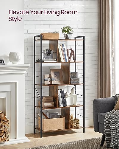 VASAGLE Bookshelf, 5-Tier Bookcase with Open Compartments