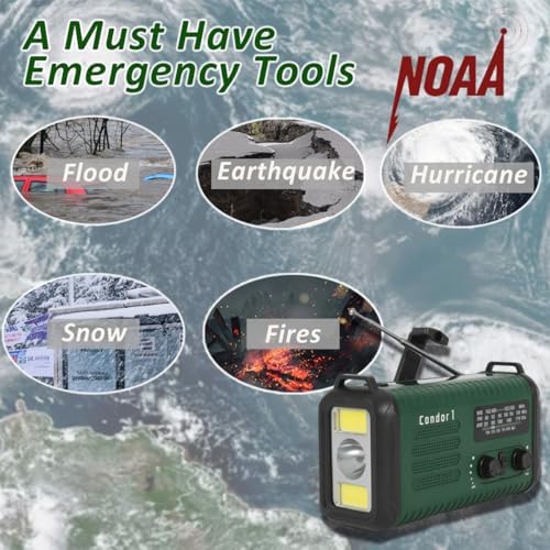 20000mAh/74000mWh Emergency Hand Crank Radio, NOAA Weather Radio with Am Fm N...