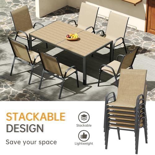 PIZZELLO 7-Piece Outdoor Dining Set w/ 60" Outdoor Table and 6 Chairs