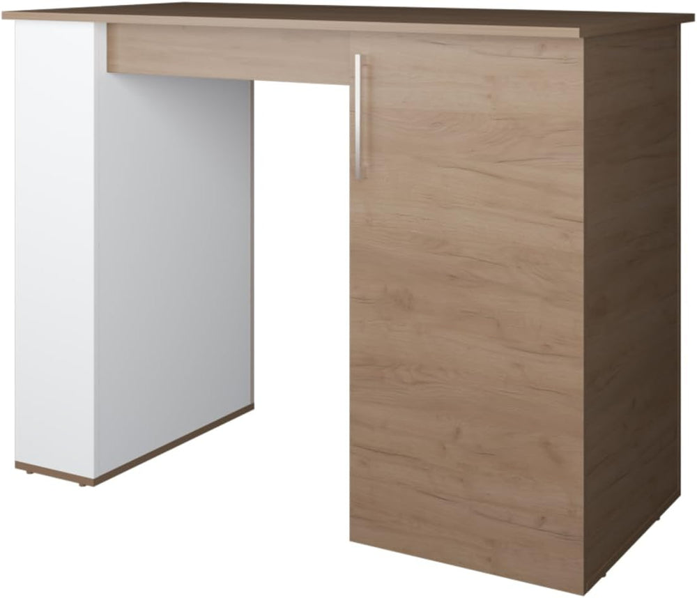 Kitchen Island with 1 Door and Open Storage, White and Natural Oak | Combines...