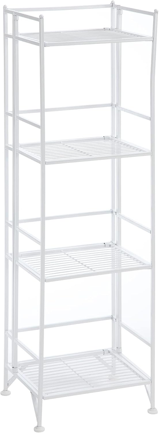 Convenience Concepts Xtra Storage 4 Tier Folding Metal Shelf, White