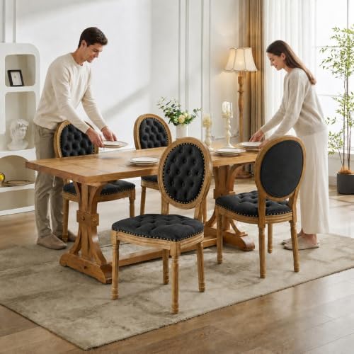 ODUSE-DAILY French Country Dining Chairs Set of 6, Black Kitchen & Dinnin...