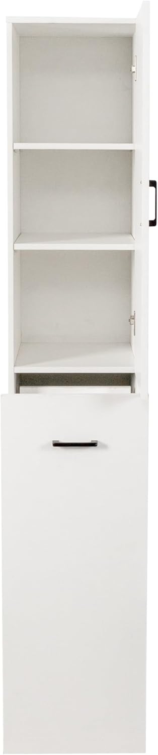 Kitchen Pantry Tall Freestanding Cabinet with 1 Door and 3-Tier Multi-Functio...