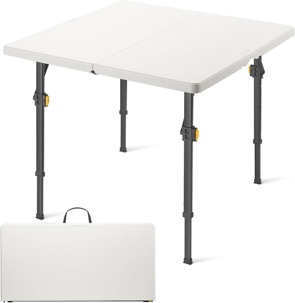 FanttikOutdoor Folding Card Table 34" Square, 2 Heights, Picnic Party Ga...