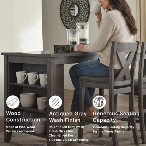 Signature Design by Ashley Caitbrook Counter Height Dining Table, Gray | Buil...