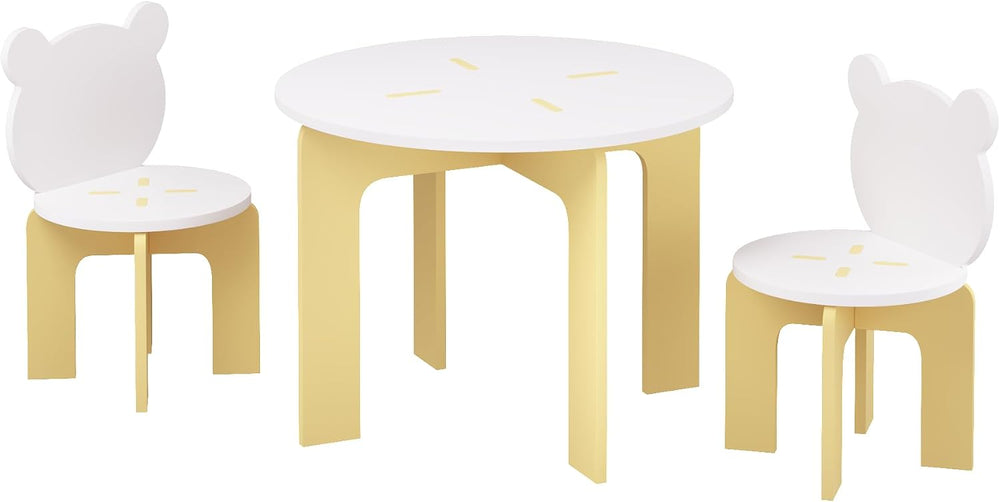 3-Piece Table & Chair Set, Cute Bear-Back Chairs | Ages 3-8 Boys & Gi...