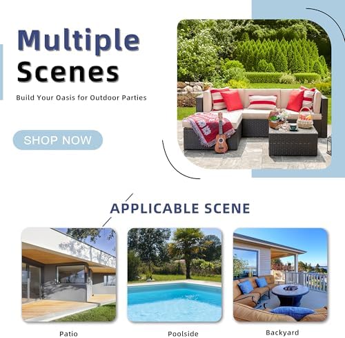 Vongrasig 5 Piece Patio Furniture Sets, Outdoor Patio Set Sectional Sofa