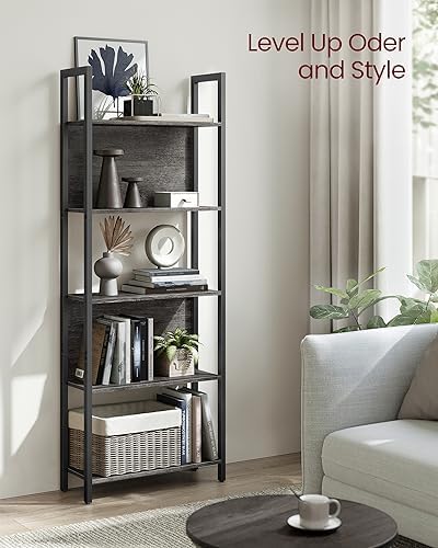 VASAGLE 5 Tier Bookshelf, Free Standing Bookcase Storage Organizer