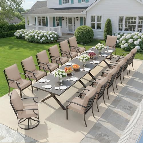 16 PCS Outdoor Patio Dining Set,Patio Table and Chairs Metal Outdoor Patio Fu...