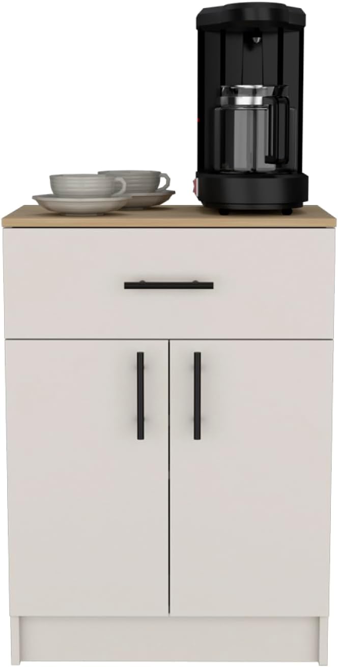 Netal Pantry Cabinet - Extra Kitchen Storage in Ivory and Natural Oak