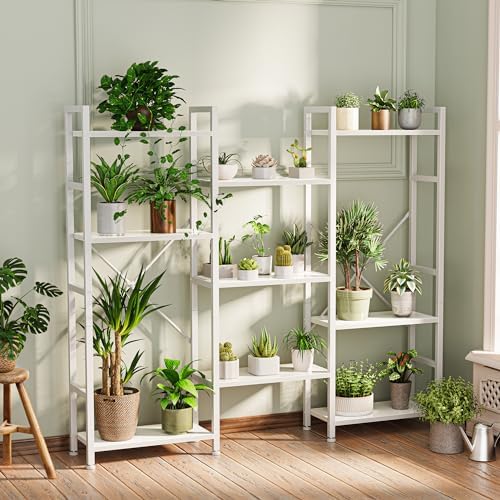 SUPERJARE Triple Bookshelf, Bookcase with 11 Open Display Shelves, Wide Book ...