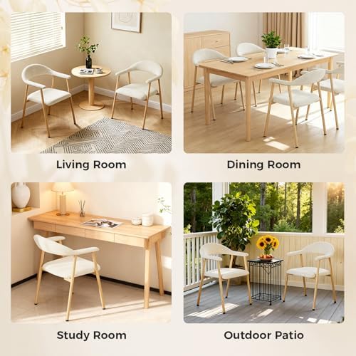 DUMOS Dining Chairs Set of 4, Linen Fabric Accent Chair with Curved Back
