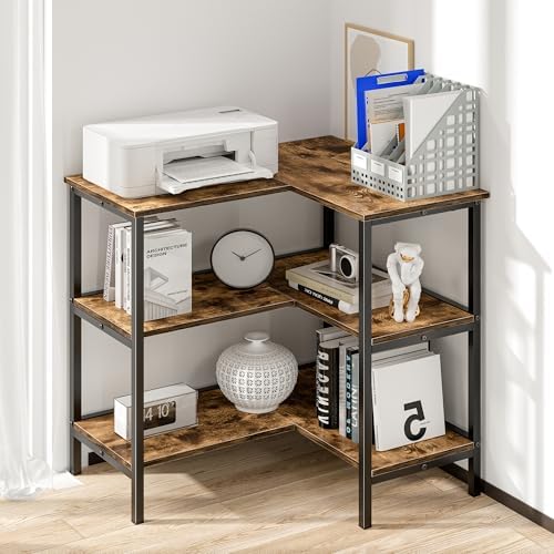 VECELO Corner Cabinet Table with 3 Tier Open Shelf, Multipurpose Display Orga...