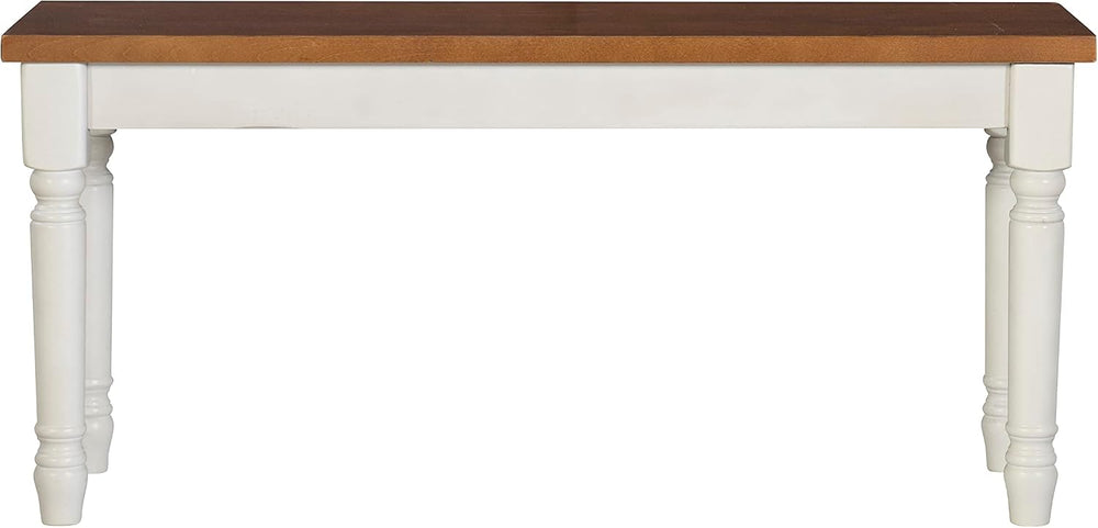 Willow White Backless Dining Bench with Honey Brown Wood Top by Powell
