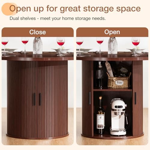HOMMPA 48'' Round Dining Table for 4-6 Kitchen Table with Storage-Walnut