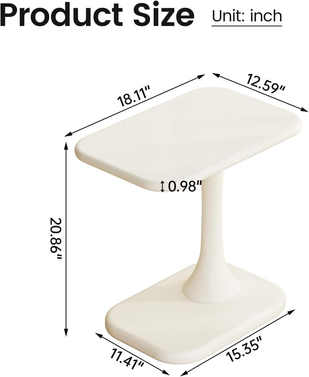 Guyii Modern Side Table, Cream White C-Shaped Sofa Table, Space-Saving End Ta...