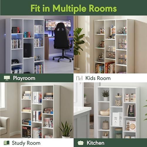 Furinno LUDER Book Shelf, 11-Cube Bookshelf, Reversible Bookcase, 9.4 x 29.1 ...