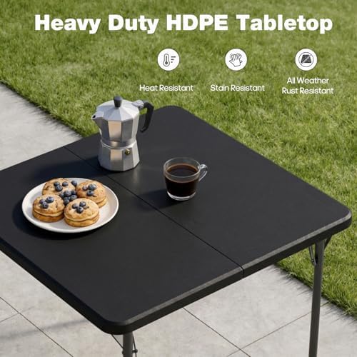 34" Square Folding Table for 4 Person, 330lbs Weight Capacity Foldable T...