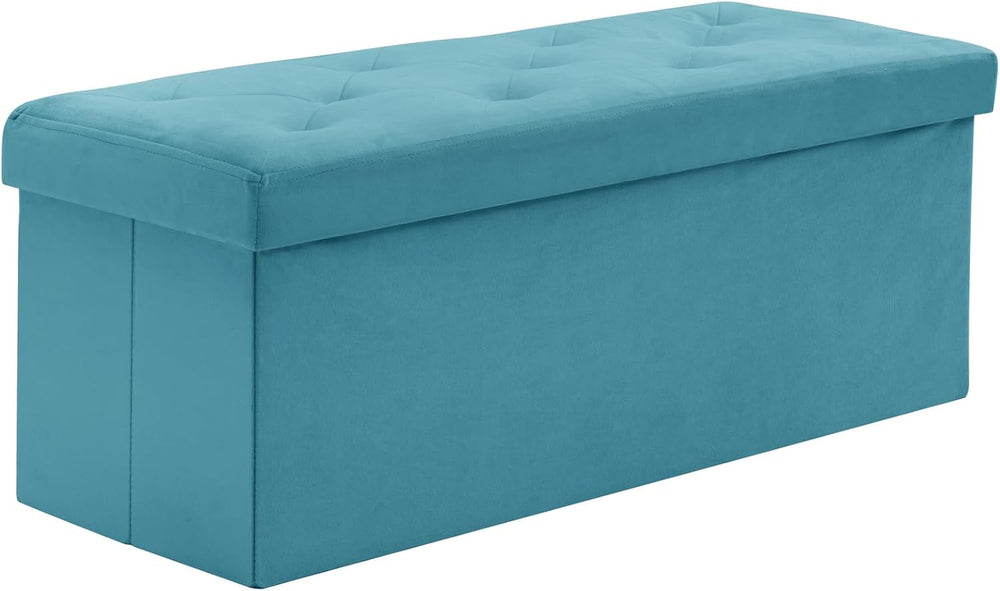 BRIAN & DANY 43 Inches Folding Storage Ottoman Bench, Velvet Ottoman with...