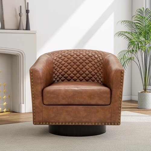 Pia Ricco Swivel Barrel Accent Chairs Set of 2, 360° Swivel Round Single Sofa...