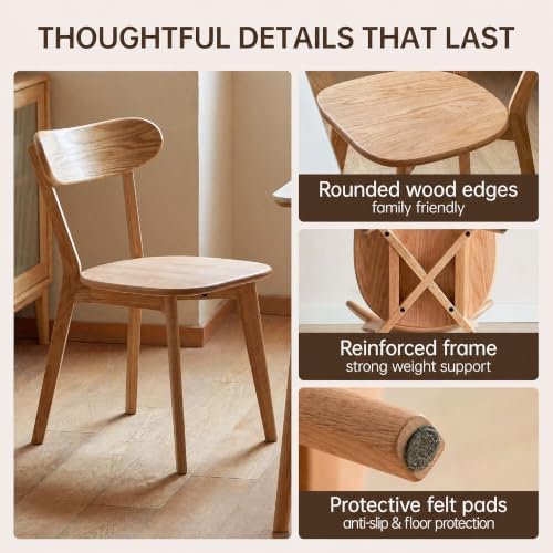 Dining Chairs, Kitchen Chairs, 100% Oak Solid Wood Modern Chair with Curved B...