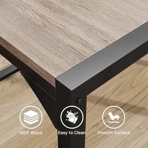 Gizoon Square Dining Table Set for 2, Kitchen Table with 2 Benches Grey