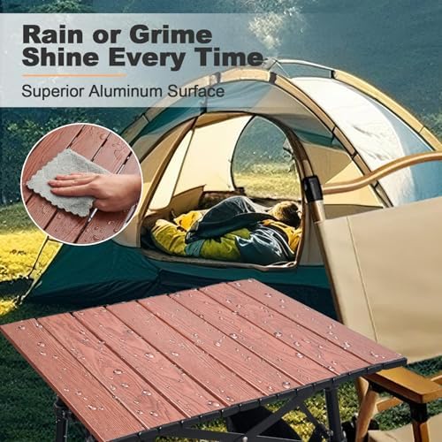 Odoland Portable Camping Table, Folding for Beach Outdoor Adjustable Height |...