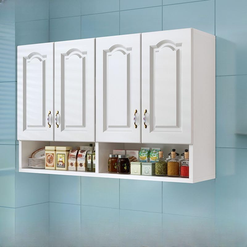 Wall Mounted Kitchen Pantry Storage Cabinet, White Narrow Sideboard Hanging C...