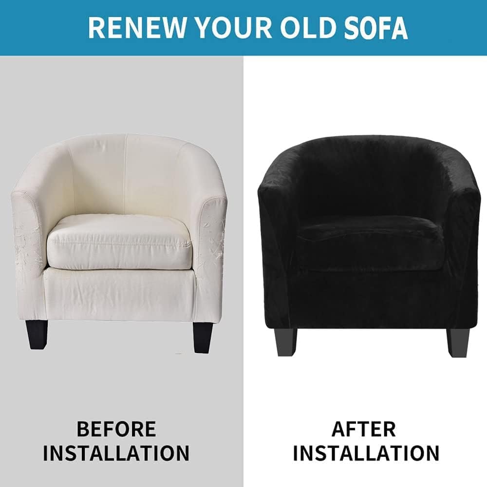 Chair is Not Included, Cover Only,2 Pieces Velvet Tub Chair Covers with Cushi...