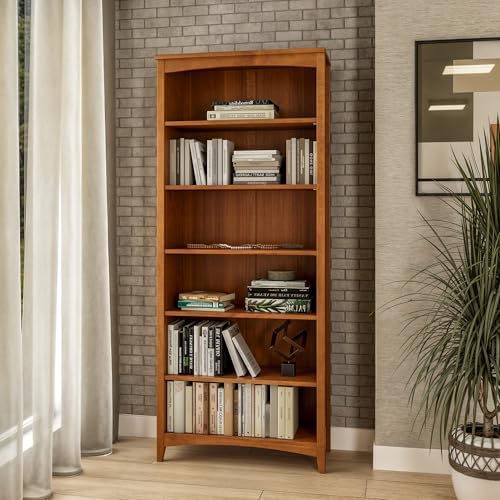 Camaflexi Shaker Style 6 Shelf Bookcase / Solid Wood / 72 inch Tall / Adjusta...