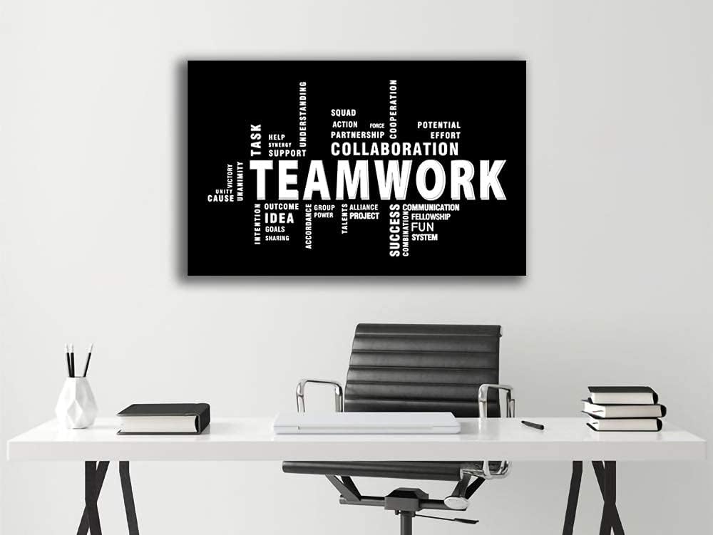 Teamwork Canvas Wall Art - Large Framed Motivational Quotes Artwork Modern Ho...
