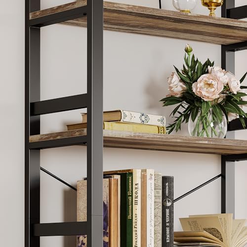 IRONCK Bookshelf, 31.5" Wide 6-Tier Industrial Bookcase, Industrial Brown