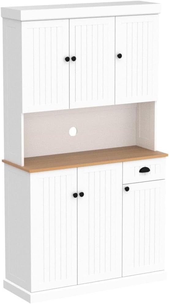 RASOO Buffet Hutch Cabinet Kitchen Sideboard Pantry Cabinet Wood Kitchenware ...