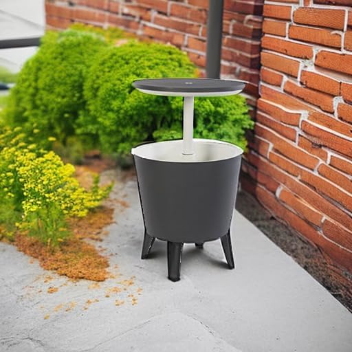 Keter Modern Cool Bar Outdoor Patio Furniture and Hot Tub Side Table with 7.5...