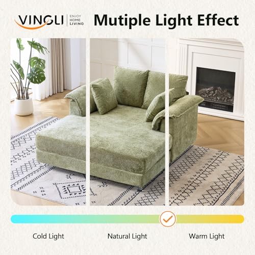 VINGLI Modern Floating Chaise Lounge Chair with Acrylic Legs, Upholstered Cus...