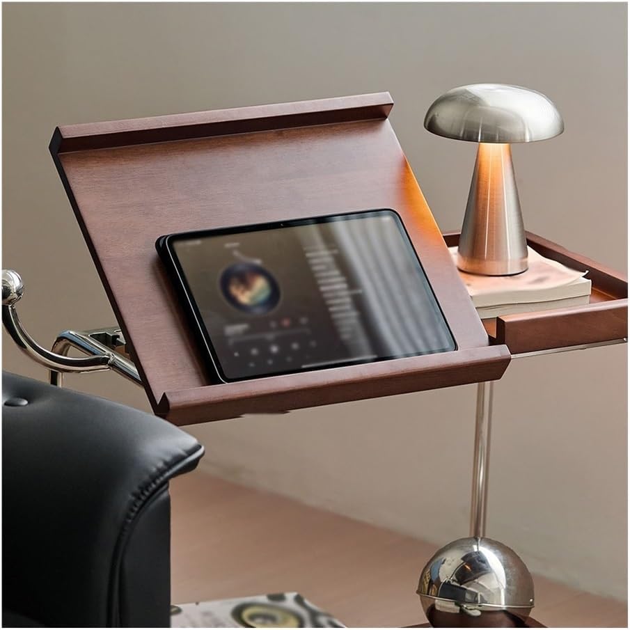 Movable Sofa Side Table Leisure Trolley Wheeled Storage Rack Bedside Coffee S...