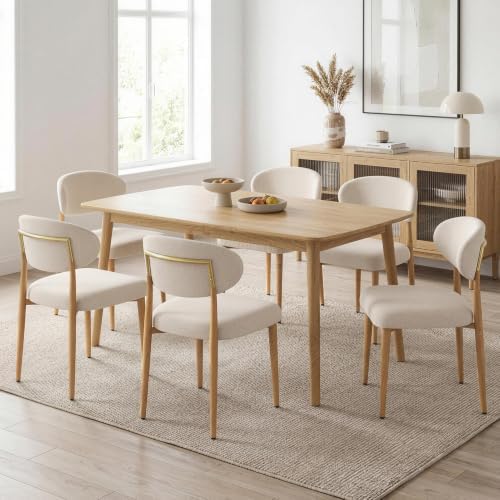300LBS Dining Chairs Set of 6,Metal Kitchen Chairs,Modern Fabric Upholstered ...