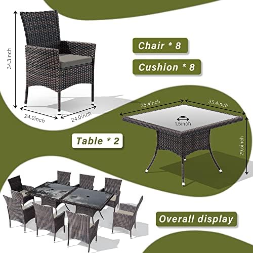 10 Pieces Outdoor Patio Dining Set,Patio Table and Chairs Rattan Outdoor Pati...