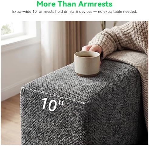 MONVANE U Shaped Sectional Couch Oversized, Chenille, Gray | 6-Seat Sectional...