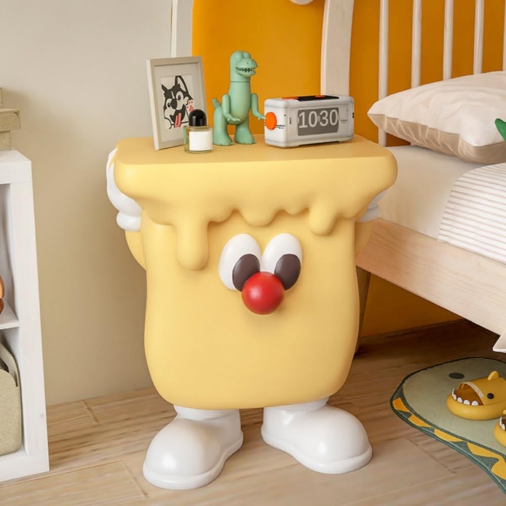 Modern Creative Resin Side Table, Cute Simple Bedside Table for Small Space, ...