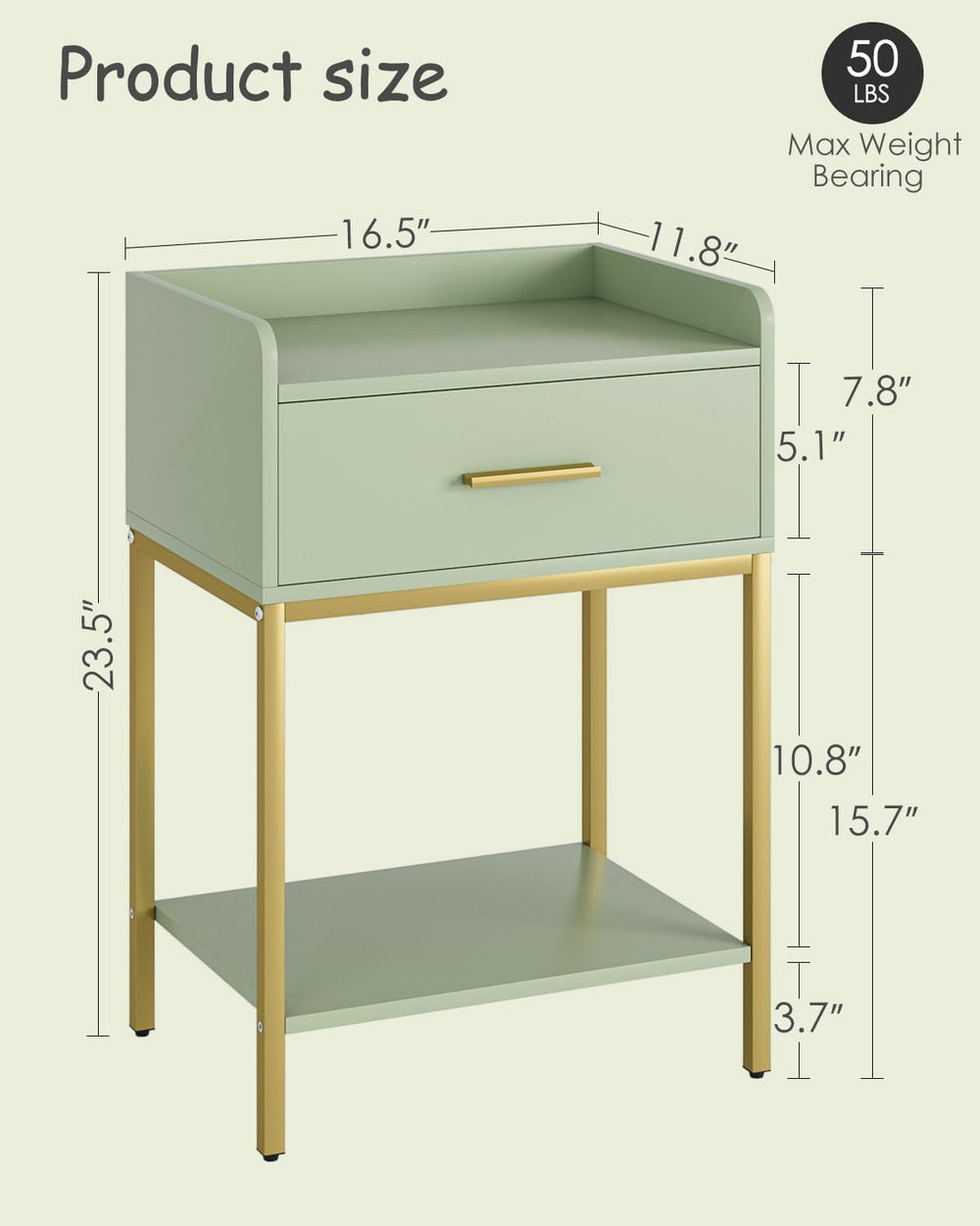 Nightstand,Modern Bedside Table Night Stand with Storage Drawer and Open Shel...