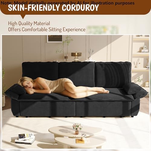 94.5" Pull Out Couch King Size, Futon Sofa Bed, 3-in-1 Convertible Sleep...