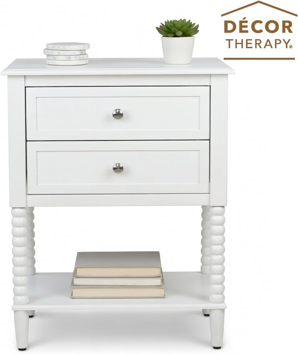 Decor Therapy Preston Two Drawer Side Table, Traditional Side Table with Dual...
