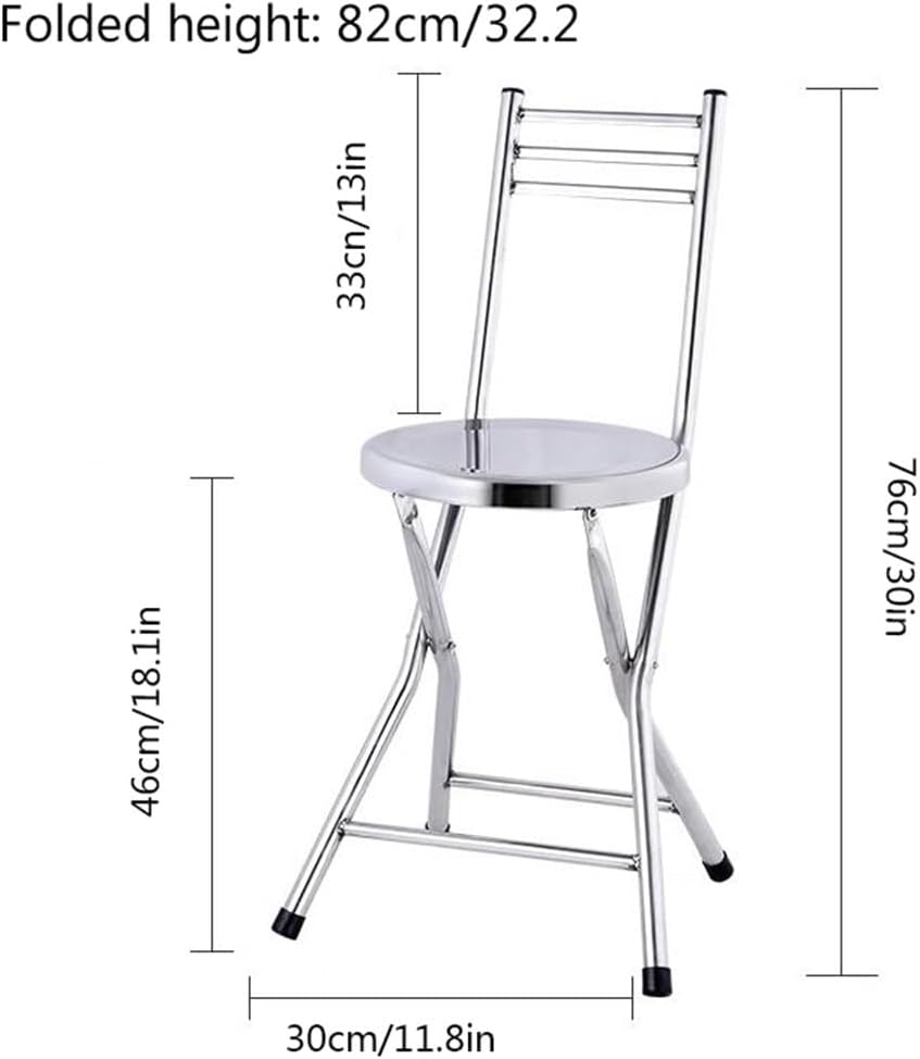 Folding Stool, Stainless Steel Bar Chair, Portable Collapsible Round Breakfas...